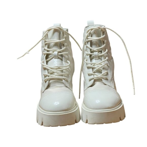 Nine West Womens White Chunky Lace-Up Combat Boots Size 9M - Picture 12 of 15